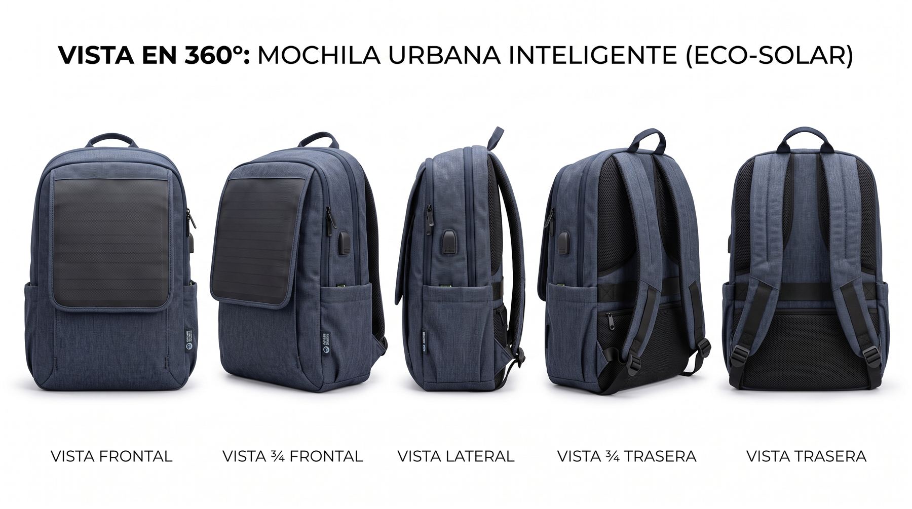 Vista en 360 grados de la mochila Raiola